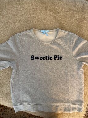Draper James Gray Sweatshirt "Sweetie Pie" with Navy Applique